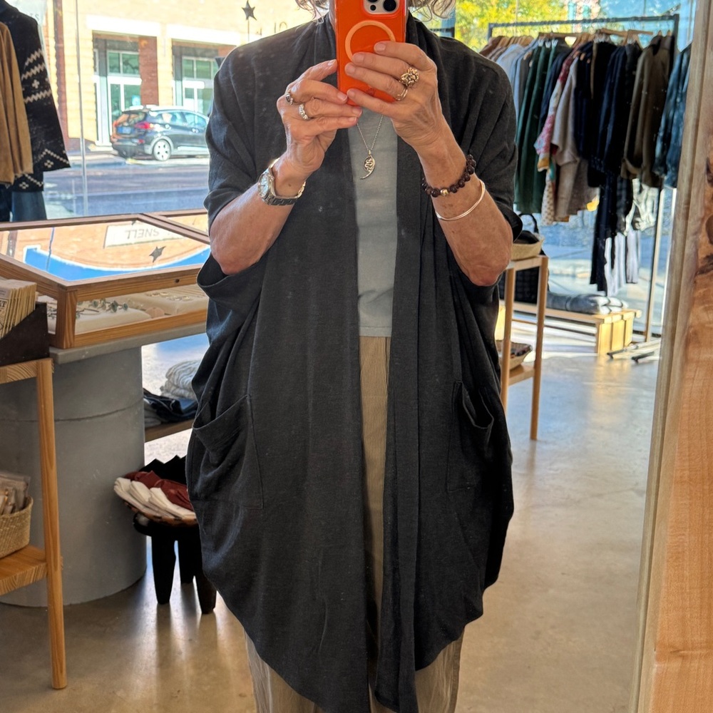 Beyond Yoga Dark Gray Open Cardigan with Pockets XS/S